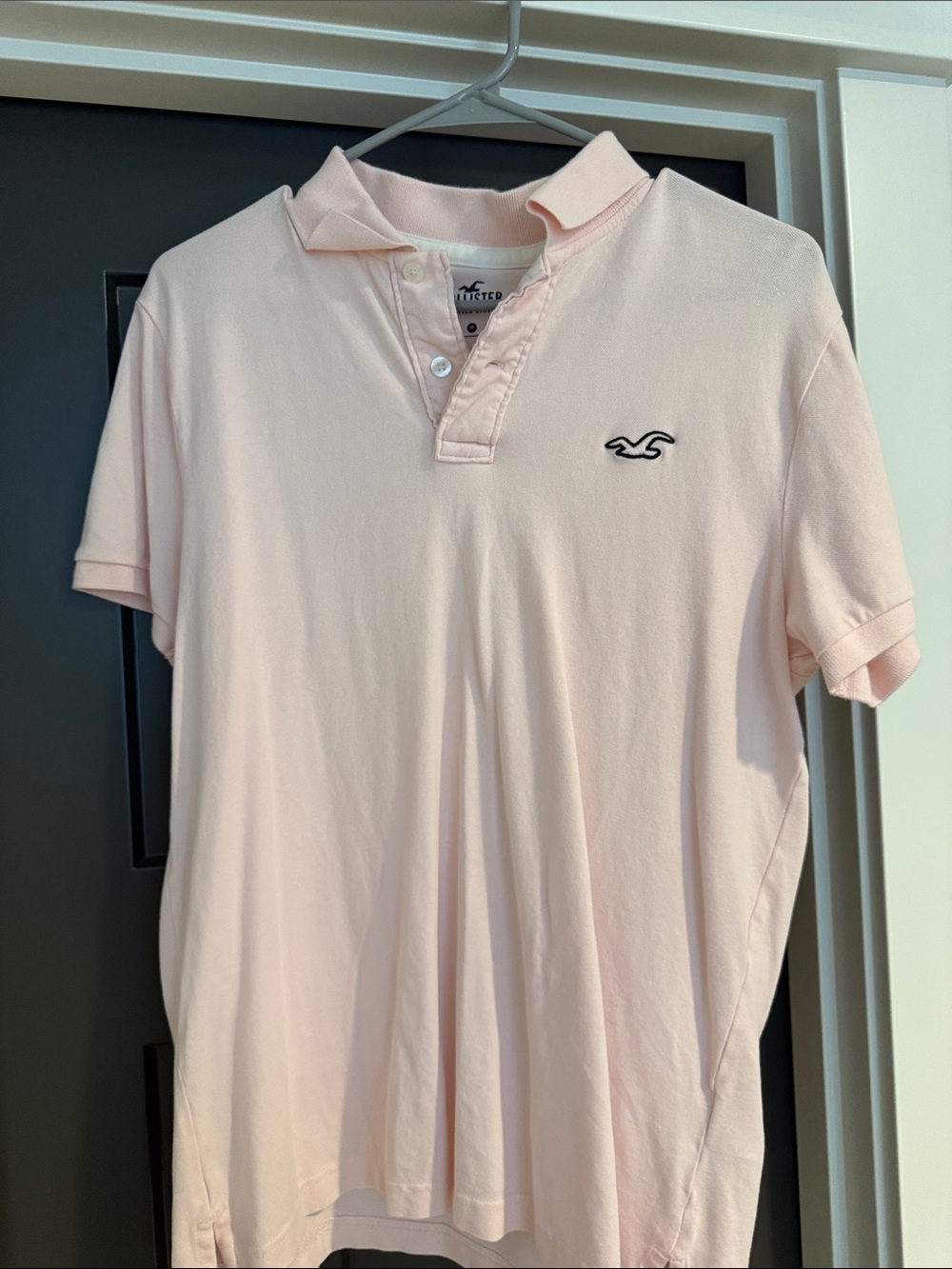 Hollister Men’s Pale Pink Polo with Embroidered Logo